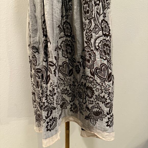 Fairy Baby Doll Smocked Halter Brown Midi Dress Medium Y2K Flowy Boho Festival - Picture 6 of 9